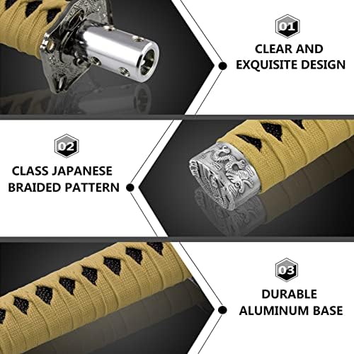 RYANSTAR Katana Shift Knob Samurai Sword Design 4 Adapters Black Gold - Image 3
