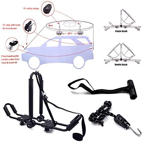 HTTMT- KAYAK-K06-3 in 1 Universal Kayak Carrier Car SUV Roof Rack J-Shape - Image 3