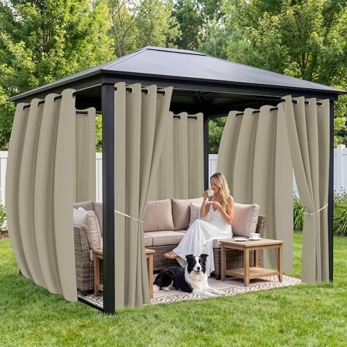 Gazebo Curtains Outdoor Waterproof 6 Panels, Porch Sun Shade - Image 4