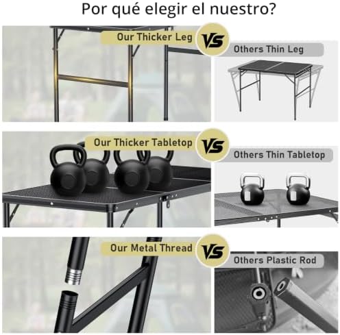 Anbte 3ft Tri-fold Grill Table, 2 Adjustable Heights Max 29.5" - Image 4