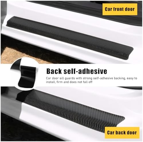 Ohleats 4 PCS Car Door Sill Protectors, Anti Scratch Carbon Fiber Auto - Image 3