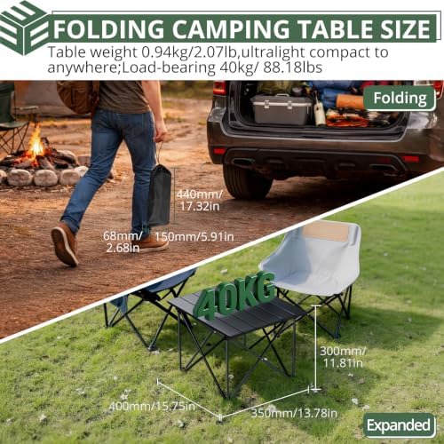 EYPINS Ultralight Camping Table Aluminum, 2 Lbs Small Folding Backpack Table - Image 4