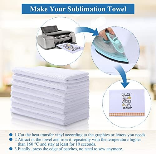 Breling 6 Pcs Sublimation Kitchen Towel Blanks, 16x24 Microfiber Waffle - Image 2