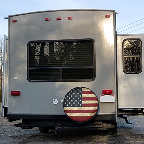 Retro American Flag Spare Tire Cover Dust-Proof Wheel Tire Cover Fit Trailer - Image 6