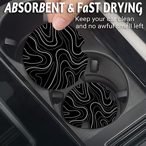 Yonlevres Car Coasters for Cup Holders, 2 Pack, Topographic - Image 2