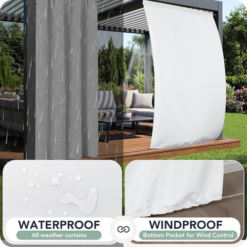 Patio Curtains Outdoor Waterproof, 4 Panels, Rod Pocket Sunshades - Image 2