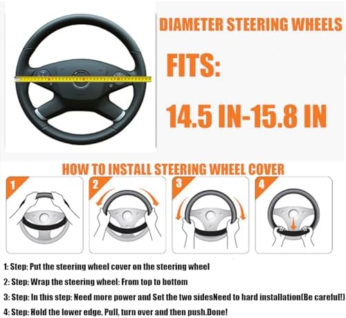 BESULEN 15 Inch Steering Wheel Cover Soft Leather Protector Black/Coffee - Image 2