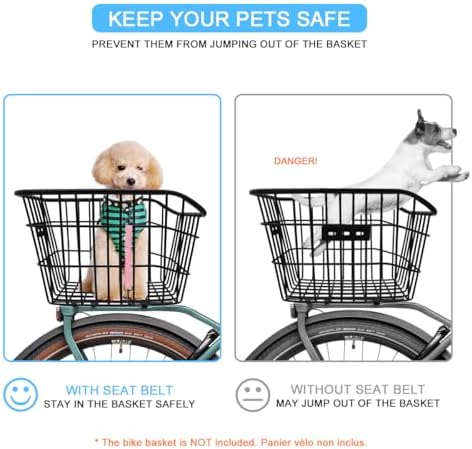 Dog Seat Belt for Bike Basket, Shock Absorbing Lead Bicycle Safety Leash - Image 2