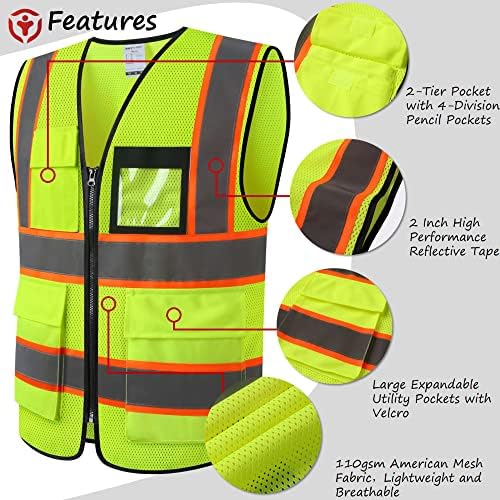 Reflective Safety Vest for Men Women Construction Vest ANSI Standard AP1 - Image 3