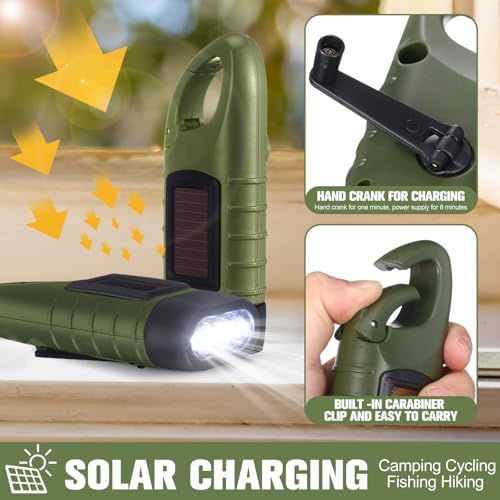 Mudder 6 Pack Hand Crank Flashlights Solar Powered Flashlight - Image 4