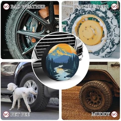Mountain Adventure Camper Spare Tire Cover Mountain Forest Wheel Protectors - Image 7