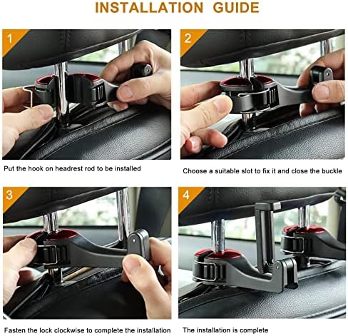 Car Headrest Hook with Phone Holder, Universal 360 Rotation Headrest Hooks - Image 6
