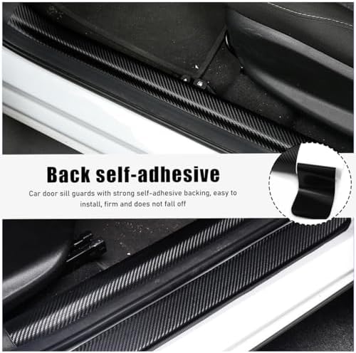 povtii 4 PCS Car Door Sill Protector, Anti-Scratch 5D Carbon Fiber Textured - Image 3