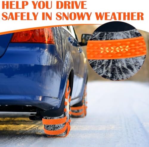 12 Pcs Heavy Duty Anti Skid Snow Tire Chains, Nylon Winter Snow Tracks - Image 3