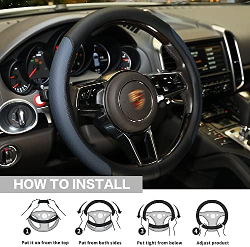 Steering Wheel Cover, Microfiber Leather Splicing - Image 5