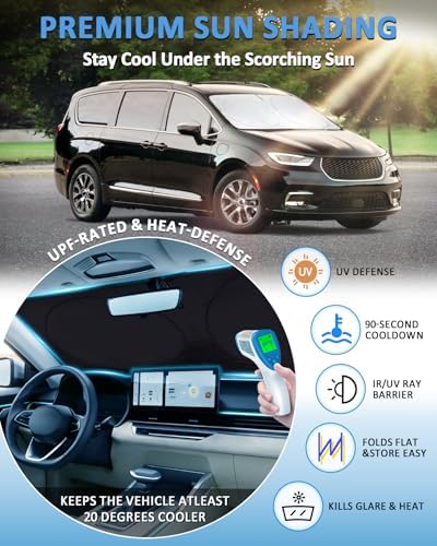 Sunshade for Chrysler Pacifica 2017-2025 2026 Windshield Sun Shade Shield - Image 3