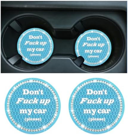 2 PCS Bling Car Cup Coaster, 2.75 Inch Anti-Slip Cup Holder Insert Coasters by Sylvil