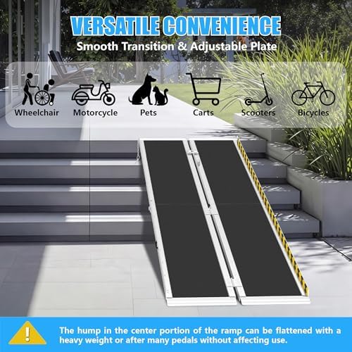 8FT Portable Wheelchair Ramp, Non-Slip Aluminum Folding Handicap Ramp, 600 LBS - Image 3