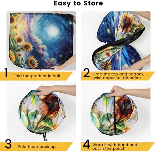Windshield Sun Shade, Reflective Car Sunshade Blocks Heat, 57 x 31.5 in - Image 5