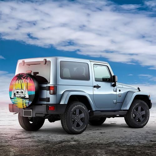 I Go Where I'm Towed Sunset Beach Rv Spare Tire Cover, Funny Camping Tire Cover - Image 4
