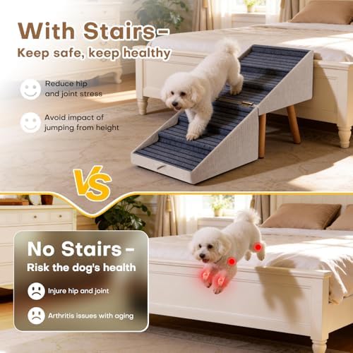 Dog Stairs for Small Dogs Foldable Dog Steps for High Bed - Image 6
