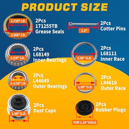 2Sets L44649 L68149 Trailer Hub Bearings Kit - Image 2