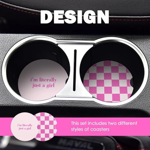 Car Cup Coasters 2-in-1 Style Set, 2.75-Inch Checkered Cup Holder Coasters - Image 3
