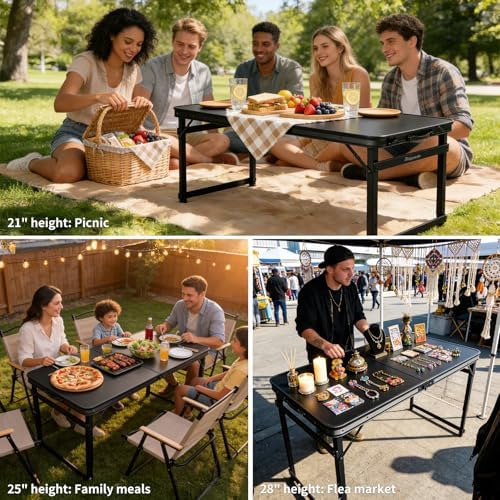 Folding Camping Table 4Ft X 2Ft, Aluminum Portable Adjustable Fold Table - Image 3