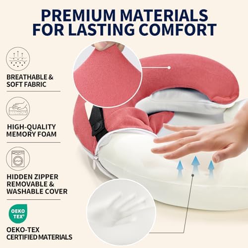 BUYUE Travel Neck Pillows for Airplanes, Memory Foam 360° Head Support Sleep - Image 4