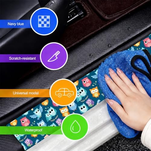 5PCS Bat Car Door Sill Sticker Carbon Fiber Leather Auto Decal - Image 4