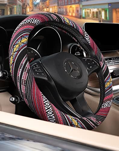 SEG Direct Boho Steering Wheel Cover, Baja Blanket Cloth, Coarse Flax - Image 5