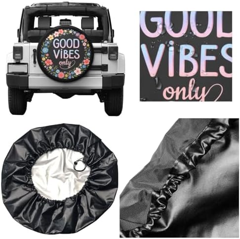 Spare Tire Cover，Good Vibes Slogan Camper Spare Tire Cover Waterproof Sun - Image 5