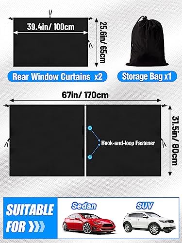 PAMASE Set of 3 Car Window Shades, 95% Light Blocking Sunshades - Image 5