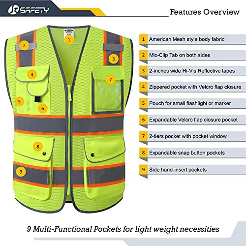 JKSafety Safety Vest for Men Women Reflective Hi Vis JK100 Yellow 3XL - Image 3