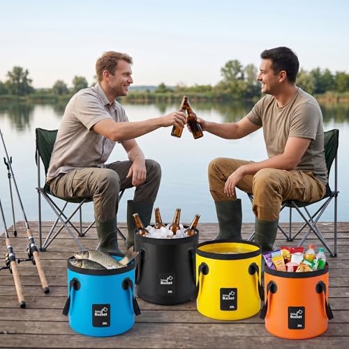 4 Pcs Collapsible Bucket with Handle 5 Gallon Foldable Water Container Folding - Image 5