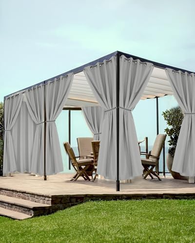 Grommet Outdoor Curtains for Patio Waterproof 8 Pcs 54x95 In Silver Grey by HolidayIdeas