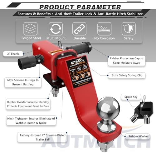 AUTMATCH Trailer Hitch Ball Mount - Image 4
