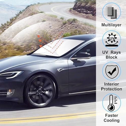 Windshield Sun Shade for 2012-2026 Tesla Model S Accessories - Image 2