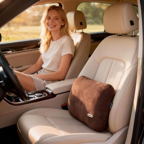 Latex Soft Lumbar Pillow for Recliner Chair Pad Lower Back Pain Relax Brown - Image 4