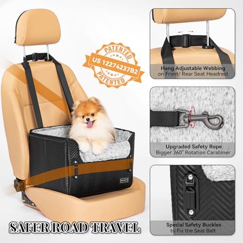 PETSFIT Small Dog Car Seat, Waterproof PU Leather Dog Carseat - Image 3