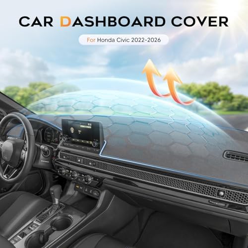 Cartist Gray Dash Cover for 2022-2025 2026 Honda Civic Dashboard Cover - Image 3