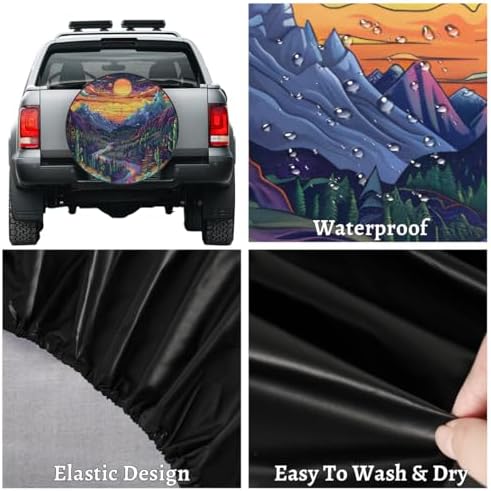 Rv Spare Tire Cover Wheel Mountain Colorful Moon Tire Covers Wheel Protectors - Image 4
