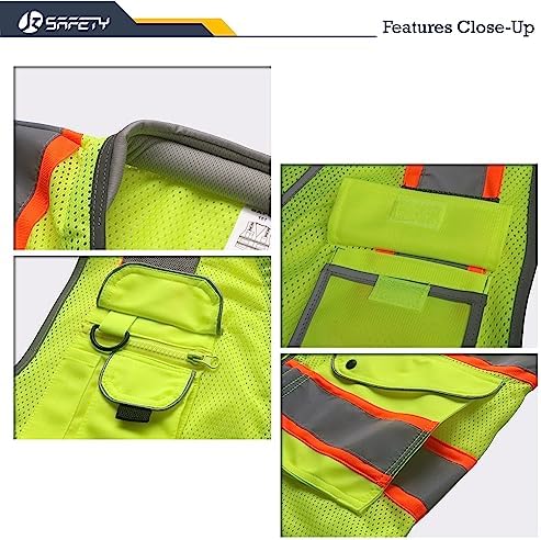 JKSafety Hi Vis Safety Vest for Men Women Cushioned Collar JK101 Yellow L - Image 2