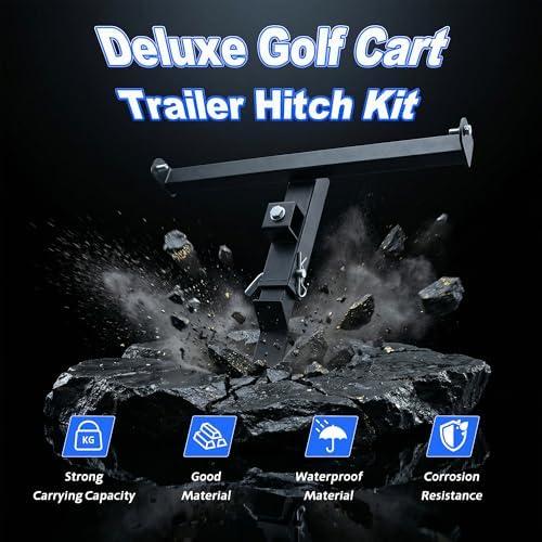 Golf Cart Rear Trailer Hitch, Heavy Duty Carbon Steel Hitch Receiver, No-Drill - Image 7