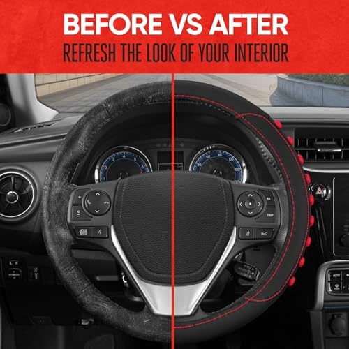 Motor Trend FlexGrip Red Steering Wheel Cover - Image 4