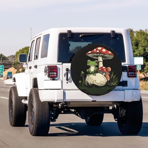 Mushroom Green Frog Spare Tire Cover Dust-Proof Wheel Tire Cover Fit Trailer - Image 3