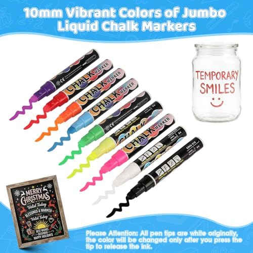 4PCS White Jumbo Liquid Chalk Markers Erasable 10mm Reversible Tip - Image 3