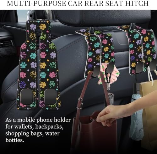 PU Leather Car Seat Hook, Storage Headrest Hanger, Cute Car Backseat Organizer - Image 3