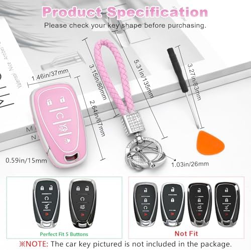 PIFOOG Key Fob Cover fit for Chev 5 Button Soft TPU Car Keys Case Shell - Image 2
