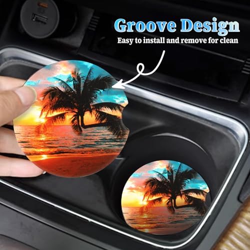 Jeffdad Car Cup Holder Coasters, 2 Pack Absorbent Ceramic Coaster 2.56" - Image 2